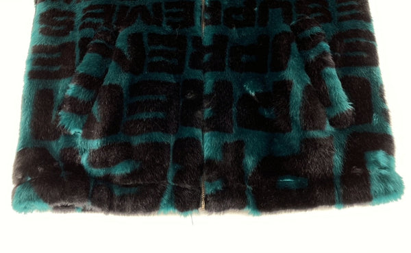 シュプリーム SUPREME 18SS Faux Fur Repeater Bomber Jacket フェイク ファー リピータ ボンバー ジャケット Dark Teal 緑 ジャケット ロゴ グリーン Mサイズ 104MT-563