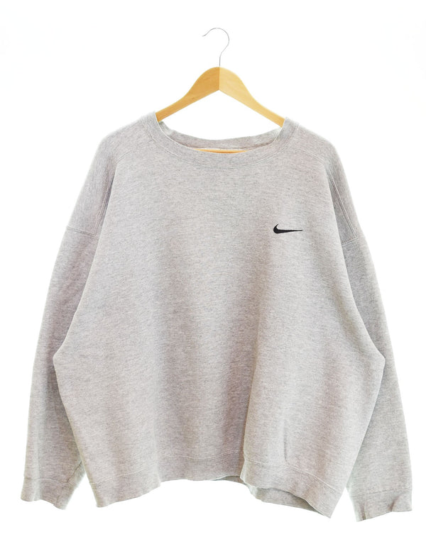 ナイキ NIKE 90s 90's USA製 アメリカ製 銀タグ ワンポイント スウォッシュ スウェット 刺繍 ロゴ スウェット グレー LLサイズ 103MT-2296