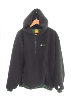 エクストララージ X-LARGE #FR2 エフアールツー Boa Hoodie フリースジャケット ハーフジップ ボアパーカー 黒 パーカ ブラック Lサイズ 103MT-2280