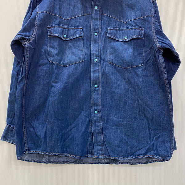 ラルフローレン Ralph Lauren 90's CHAPS チャップス FRONTIER デニムシャツ 長袖シャツ ブルー Lサイズ 201MT-3310