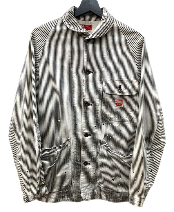 ネイバーフッド NEIGHBORHOOD SHIPYARD H/C-JKT シップヤード ヒッコリー HICKORY カバーオール ワーク ライトアウター JACKET WHITE 白 BLUE 青 091ARNH-JKM01 ジャケット ストライプ ホワイト Mサイズ 104MT-1822