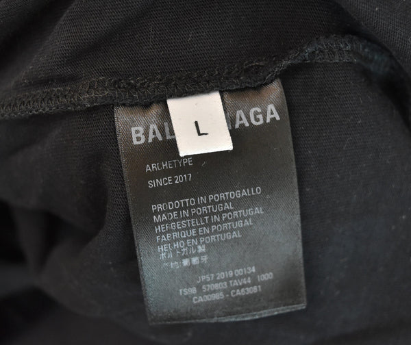 バレンシアガ BALENCIAGA  キャンペーンロゴ 半袖Tシャツ TS98 570803 TAV44 1000 Tシャツ ブラック Lサイズ 103MT-3299
