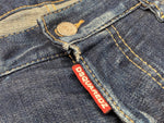 ディースクエアード DSQUARED2 22AW SLIM JEANS スリム ジーンズ デニム パンツ ダメージ加工 ボタンフライ 紺 ワンポイント S74LB1152 S30342 デニム ネイビー サイズ46 104MB-393