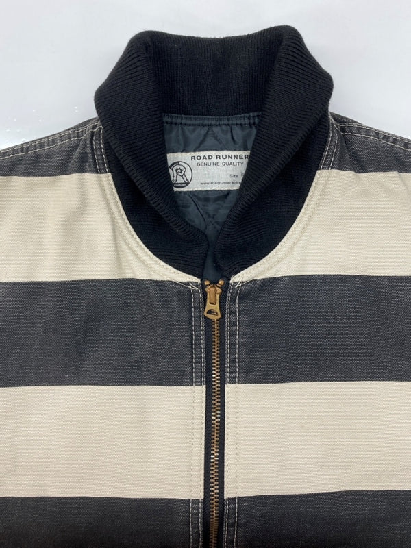 ロードランナー ROAD RUNNER KOBE PRISONER VEST プリズナー ベスト 囚人ベスト ダック ジップアップ ライダース 紺 ベスト ボーダー ネイビー Mサイズ 104MT-2003