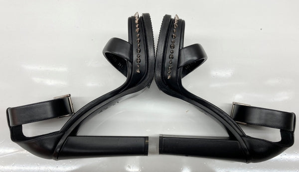 アレキサンダー・マックイーン Alexander McQueen スパイクソール サンダル ハイヒール ブロックハイヒール スタッズ オープントゥ カーフレザー イタリア製 BLACK 黒 18176123 レディース靴 サンダル ストラップ ブラック SIZE39 104S-992