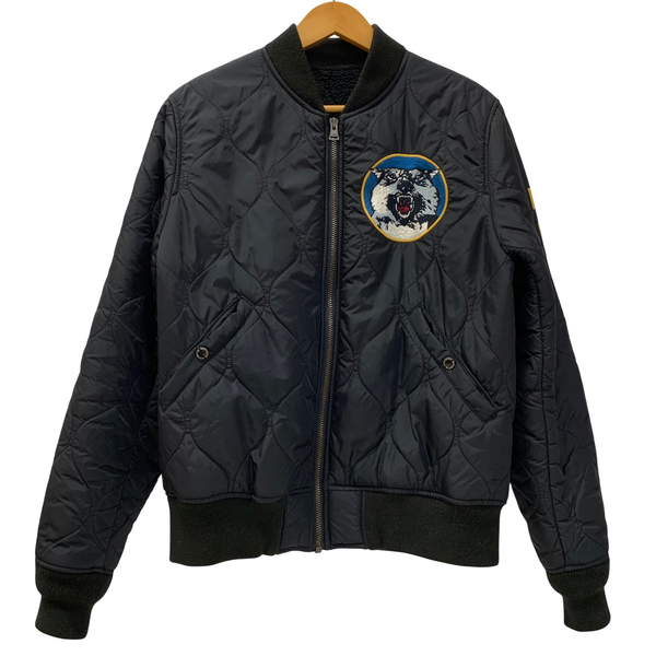 ヒステリックグラマー HYSTERIC GLAMOUR RUMBLE MA-1 ワッペン キルティング フライト ボンバー 0263AB06 ジャケット ブラック Sサイズ 201MT-4149