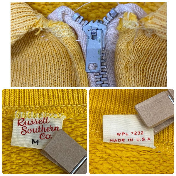 【曜日割引対象外】 ヴィンテージ vintage 60's RUSSELL SOUTHERN CO. Russell Athletic USA製 ハーフジップ 半袖 スウェット イエロー Mサイズ 201MT-4869 VB