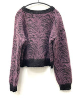 サヤカディヴィス SAYAKADAVIS Tiger pattern short knit セーター パープル 601LT-20