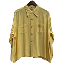 【曜日割引対象外】 ヴィンテージ vintage 50's MARK TWAIN レーヨンギャバ オープンカラーシャツ 長袖シャツ イエロー XLサイズ 201MT-4723 VB