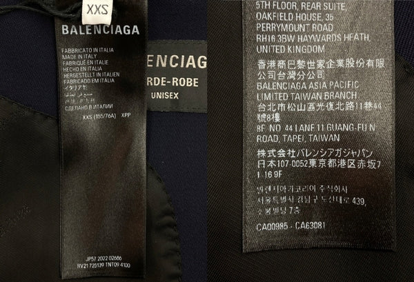 バレンシアガ BALENCIAGA 23SS Oversize Tailored Blazer Jacket オーバーサイズ テーラード ブレザー ジャケット 紺 725139 TNT09 XXS ジャケット 無地 ネイビー 104MT-1259