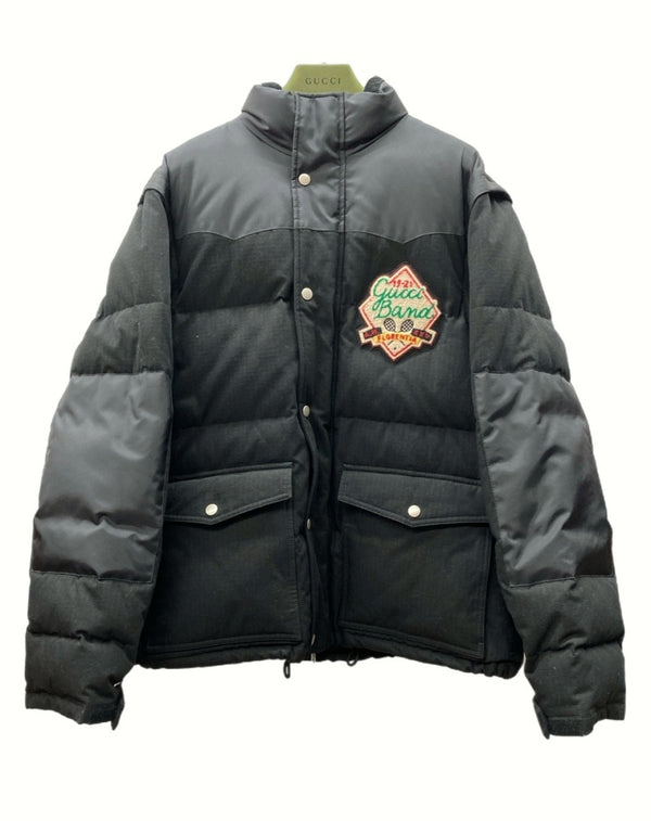 グッチ GUCCI 21AW PATCH LOGO JACKET パッチ ロゴ ジャケット 2WAY ベスト ジップアップ ワッペン アウター 黒 641311 Z8AMD 46 ジャケット ロゴ ブラック 104MT-807