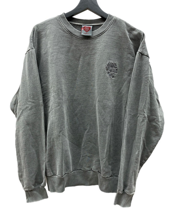 ガールズドントクライ Girls Don’t Cry Tonal Crewneck Sweatshirt トーナル クルーネック トレーナー 長袖 カットソー プルオーバー ロゴ 刺繍 GRAY 灰色 スウェット ワンポイント グレー Mサイズ 104MT-1824