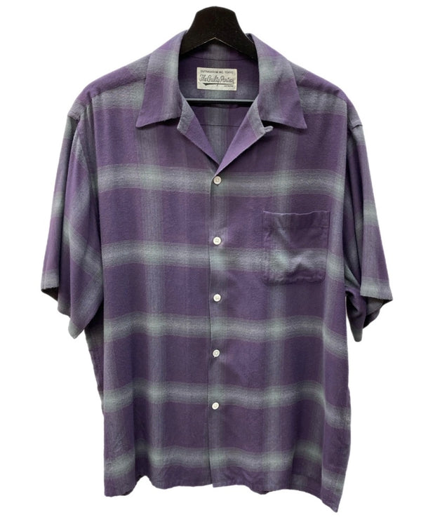 ワコマリア WACKO MARIA OMBRE CHECK OPEN COLLAR SHIRT オンブレ チェック オープンカラー 半袖 シャツ 紫 半袖シャツ チェック パープル Lサイズ 104MT-1743