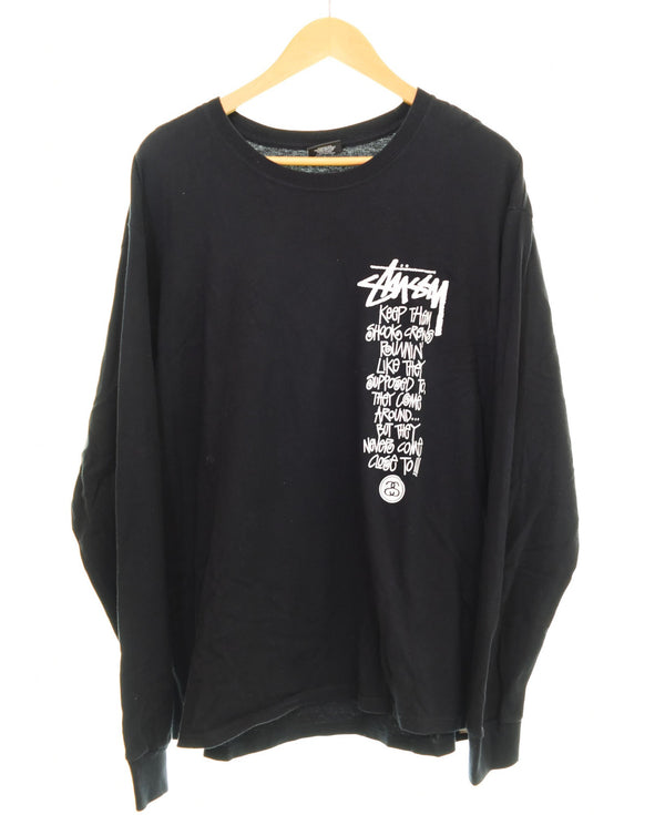 ステューシー STUSSY William Shakespeare ウィリアム・シェイクスピア MADE in MEXICO メキシコ製 SSリンクロゴ ストックロゴ ロンT ブラック Lサイズ 103MT-2987