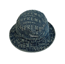 シュプリーム SUPREME 21SS Warp Jacquard Logos Denim Crusher ワープジャカードロゴ デニムクラッシャー バケットハット 帽子 メンズ帽子 ハット ブルー 101hat-183