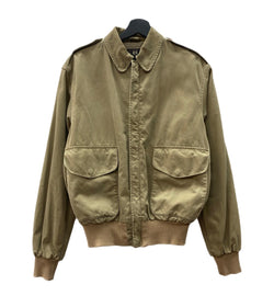 ダブルアールエル RRL 90s 90年代 三ツ星タグ A-2 TYPE フライトジャケット ブルゾン アウター ジャケット 無地 ベージュ Sサイズ 104MT-1996