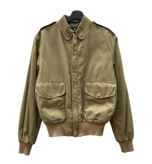 ダブルアールエル RRL 90s 90年代 三ツ星タグ A-2 TYPE フライトジャケット ブルゾン アウター ジャケット 無地 ベージュ Sサイズ 104MT-1996