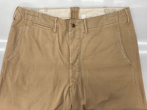 ダブルアールエル RRL OFFICER CHINO オフィサーズ チノ ボタンフライ フィールドチノ Ralph Lauren 薄茶 無地 チノパン ベージュ サイズ 33/32 104MB-381