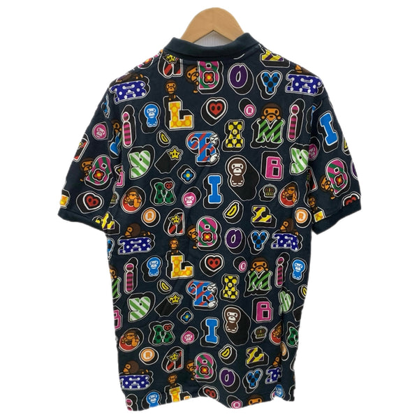 アベイシングエイプ A BATHING APE 半袖ポロシャツ ブラック XLサイズ 201MT-4428