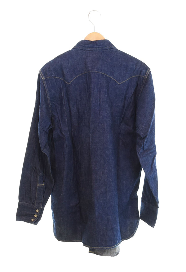リーバイス Levi's 90s 90's 99年製 ショートホーン デニム ウエスタン シャツ 50s レプリカ 復刻 日本製 61504-53 40 長袖シャツ ブルー Lサイズ 103MT-2673