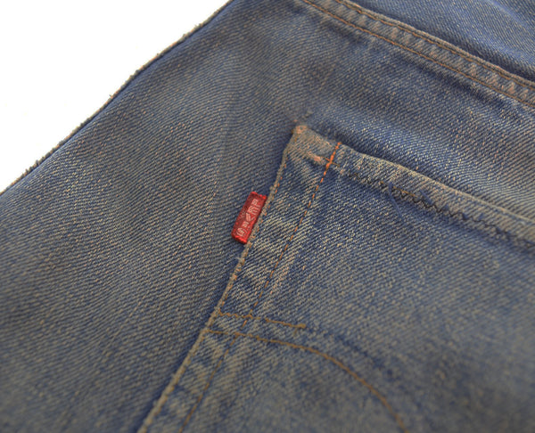 リーバイス Levi's 70's 501 BIG E 後期 ボタン裏 6 両面不均等V 通常R セルヴィッジ裏両面シングル 平行ステッチ 股下リペア VINTAGE ヴィンテージ デニム ブルー 103MB-573