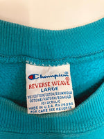 チャンピオン Champion 90s 刺繍タグ ヴィンテージ Vintage リバースウィーブ REVERSE WEAVE  US古着 USA製 ターコイズ系カラー スウェット グリーン系 ブルー系  Lサイズ 101MT-3030