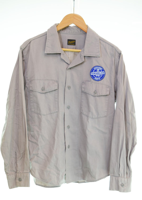 テンダーロイン TENDERLOIN HBT 刺繍 ワーク シャツ 長袖シャツ グレー Sサイズ 103MT-3484