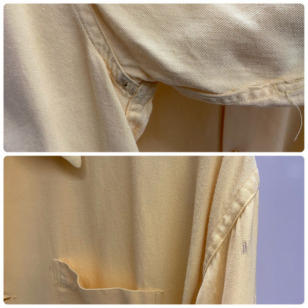 【曜日割引対象外】 ヴィンテージ vintage 50's MARK TWAIN レーヨンギャバ オープンカラーシャツ 長袖シャツ イエロー XLサイズ 201MT-4723 VB