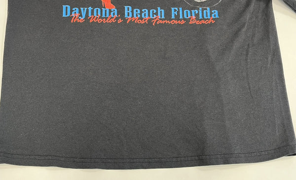 US US古着 00’s BIKE WEEK 2001 モーターサイクル アメリカンバイク ピンナップガール 両面プリント VINTAGE ヴィンテージ Tシャツ ブラック Lサイズ 101MT-4570