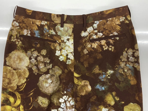 ラッドミュージシャン LAD MUSICIAN FLOWER SLIM FLARE SLACKS PANTS フラワー スリム フレア スラックス パンツ 花柄 ジップフライ 茶 総柄 2123-578 スラックス ブラウン サイズ 46 104MB-286