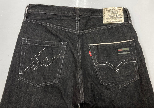 リーバイス Levi's Fenom fragment design フラグメント 505-0207M TALON ペンキステッチ 先染め ブラックデニム 黒 ロゴ デニム ブラック 104MB-273