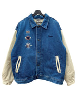 ヴィンテージ vintage Disney ディズニー STADIUM JACKET スタジアム ジャケット スタジャン ティガー デニム ボタン アウター インディゴ 青 ジャケット キャラクター ブルー Lサイズ 104MT-1797