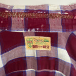 【曜日割引対象外】 ヴィンテージ vintage ~60's MEN OF THE WEST レーヨン チェックシャツ 長袖シャツ レッド 201MT-4702 VB