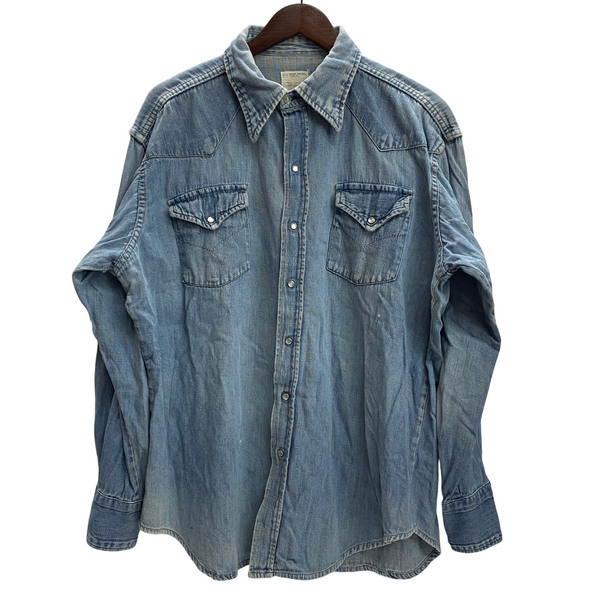 【曜日割引対象外】 ビッグマック BIG MAC 70's JCPenney デニムウエスタンシャツ 長袖シャツ ブルー 201MT-4641 VB