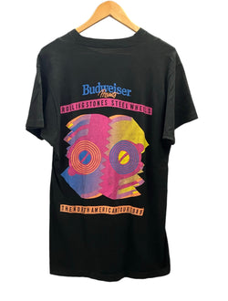 バンド band 80s 80's FRUIT OF THE LOOM ROLLING STONES STEEL WHEELS THE NORTH AMERICAN TOUR 1989 ローリングストーンズ XL Tシャツ ブラック LLサイズ 101MT-2956