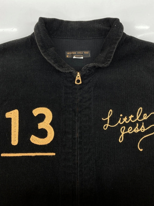 ウエストライド WESTRIDE CYCLE TOGS CORDUROY JACKET コーデュロイ ジャケット モーターサイクル チェーンステッチ ジップアップ アウター 黒 サイズ 38 ジャケット 総柄 ブラック 104MT-2004