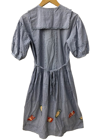 ピンクハウス PINK HOUSE セーラー襟 キューピーワッペン ギンガムチェック柄 ワンピース ブルー 201LT-426