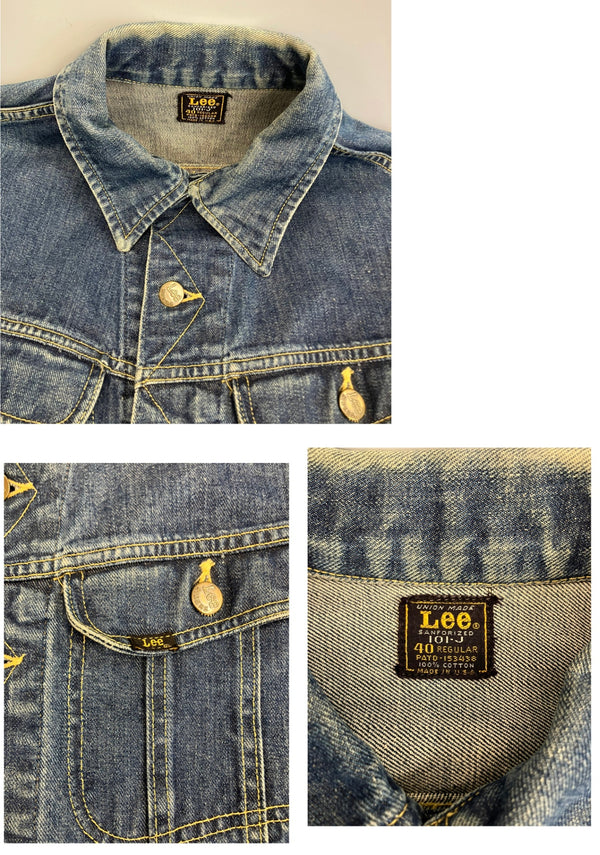 リー Lee 60’s 60年代前半 101-J  四角黒タグ ®有りデニムジャケット Gジャン トラッカージャケット ヴィンテージ vintage  40 REGULAR ジャケット ブルー 101MT-4491