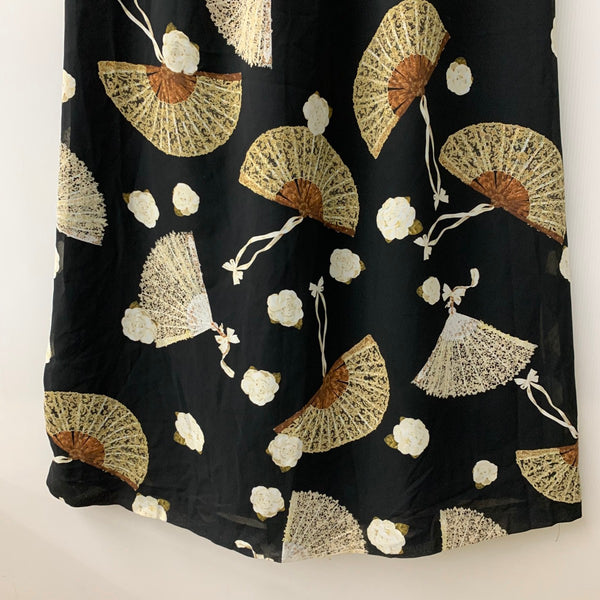 カネコイサオ kaneko isao ワンダフルワールド 扇子柄 ロングスカート スカート ブラック 201LB-103