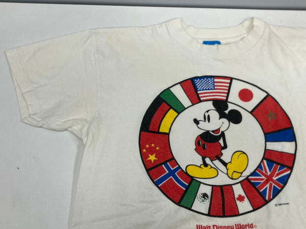 ヴィンテージ vintage 80's 80s WALT Disney World Epcot Center Mickey Mouse 1982 ディズニー ミッキーマウス Tシャツ ホワイト Mサイズ 101MT-3480