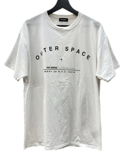 ラフシモンズ RAF SIMONS 18AW OUTER SPACE 半袖 カットソー クルーネック バックプリント スター 星 コットン MADE IN ITALY イタリア製 WHITE 白  182.125 19000-00010 Tシャツ ロゴ ホワイト Sサイズ 104MT-1814