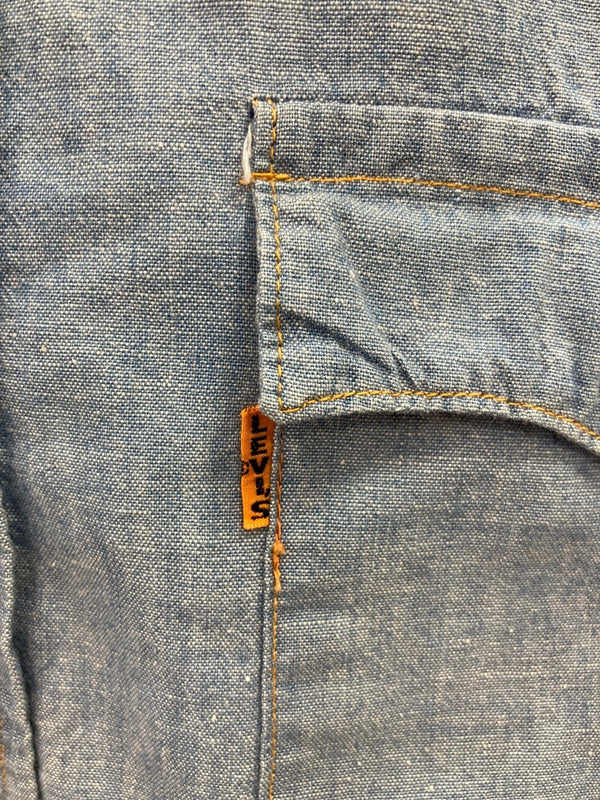 リーバイス Levi's 70s～ US古着  vintage ヴィンテージ シャンブレーシャツ オレンジタブ 七分袖 長袖シャツ ブルー Mサイズ 101MT-3165