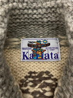 カナタ KANATA COWICHAN KNIT VEST カウチン ニット ベスト ノルディック柄 ボタン 厚手 白 灰 ベスト 総柄 グレー 104MT-2292