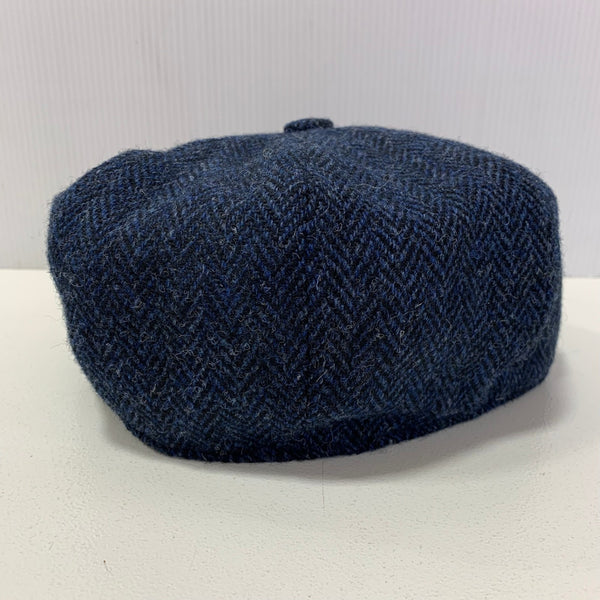 【中古】ハリスツイード MANNIX HAT Co  8パネル 帽子 メンズ帽子 ハンチング・キャスケット ネイビー 201goods-798