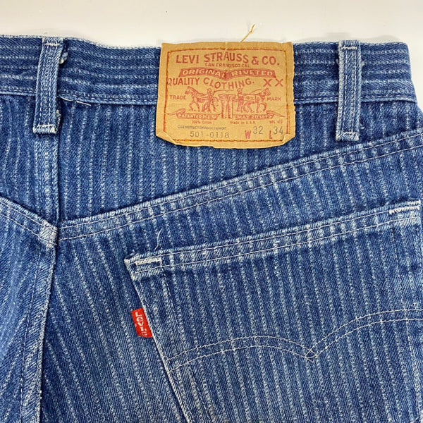 【曜日割引対象外】 リーバイス Levi's 80's 501-0118 ストライプ デニムパンツ デニム ブルー W32 L34サイズ 201MB-1062 VB
