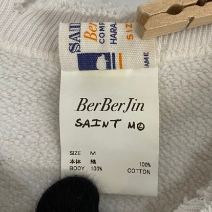 【曜日割引対象外】 セントマイケル SAINT MICHAEL × ベルベルジン BerBerJin 25SS CREW NECK SWEAT YOUNG タグ付き SM-HR8-0000-C38 スウェット ホワイト Mサイズ 201MT-4053 VB