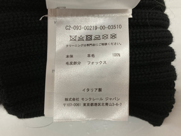 モンクレール MONCLER KNIT CAP ニット帽 ビーニー ファー付 キッズ ベビー 黒 C2-093-00219-00-03510 帽子 レディース帽子 ニット帽 ロゴ ブラック フリーサイズ 104H-25