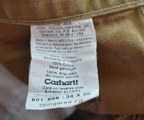カーハート Carhartt DOUBLE FRONT WORK DUNGAREE ダブルニー ダック ペインターパンツ 34×30 茶 ボトムスその他 ブラウン 34 103MB-427