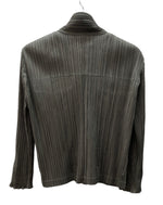 イッセイミヤケ ISSEY MIYAKE プリーツプリーズ PLEATS PLEASE ジップアップ フルジップ ドメス Y2K 日本製 OLIVE オリーブ KHAKI 緑 グリーン系 PP63-JD427 ジャケット 無地 カーキ SIZE4 104LT-252