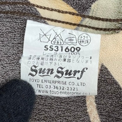 【曜日割引対象外】 サンサーフ SUN SURF Noh Mask 能面 アロハシャツ SS31609 半袖シャツ ブラウン Mサイズ 201MT-3826 VB